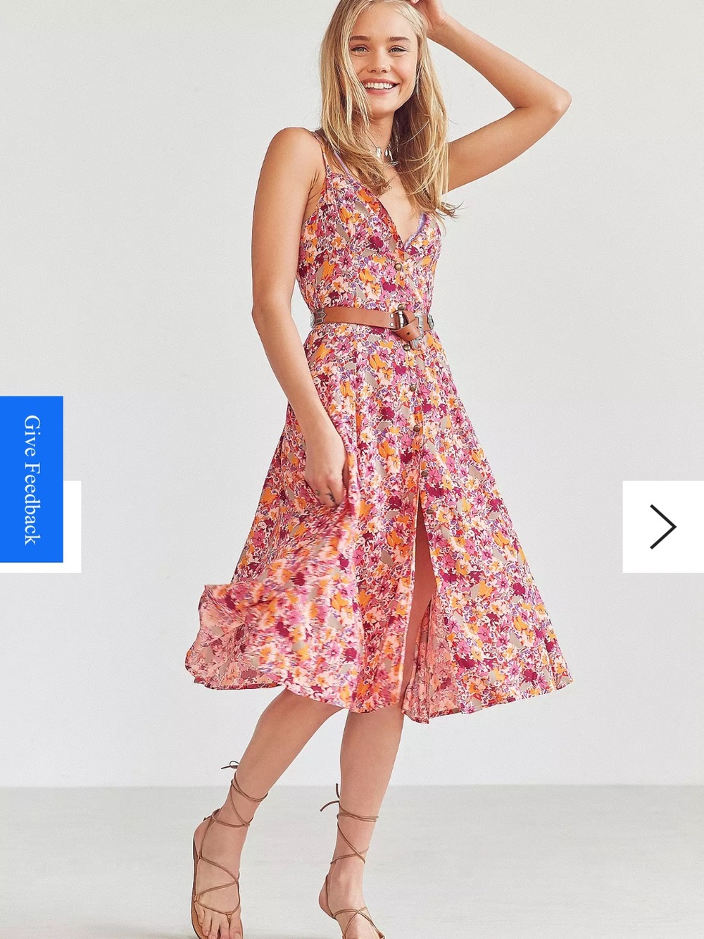 Urban Outfitters Kimchi Blue Floral Button Down Midi Dress